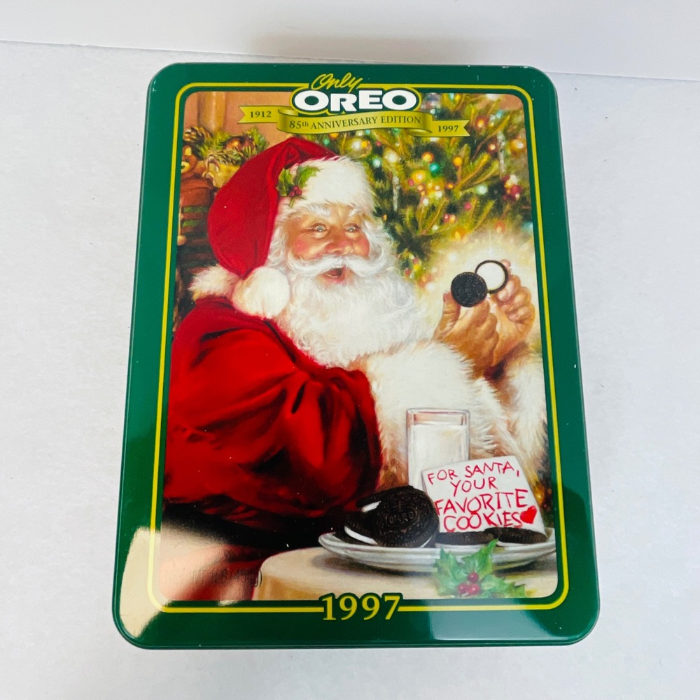 Vintage 1997 Oreo 85th Anniversary Santa Cookie Tin 85th Edition Collectible